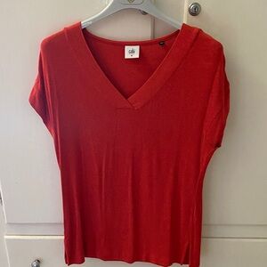 Cabi Orange Auburn Cap Sleeve V Neck T shirt Tunic Blouse Top Size XS